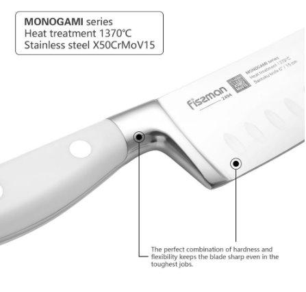 Нож FISSMAN 2494 MONOGAMI 15см Сантоку (X50CrMoV15 сталь) - фото 3 - id-p133936077