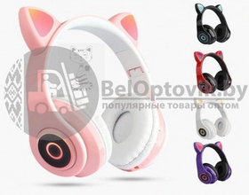 Беспроводные 5.0 bluetooth наушники со светящимися Кошачьими ушками HL89 CAT EAR Розовые