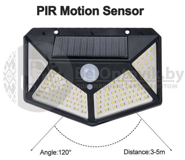 Фонарь с датчиком движения на солнечной батарее 100 LED Solar Interaction Wall Lamp - фото 10 - id-p133998721