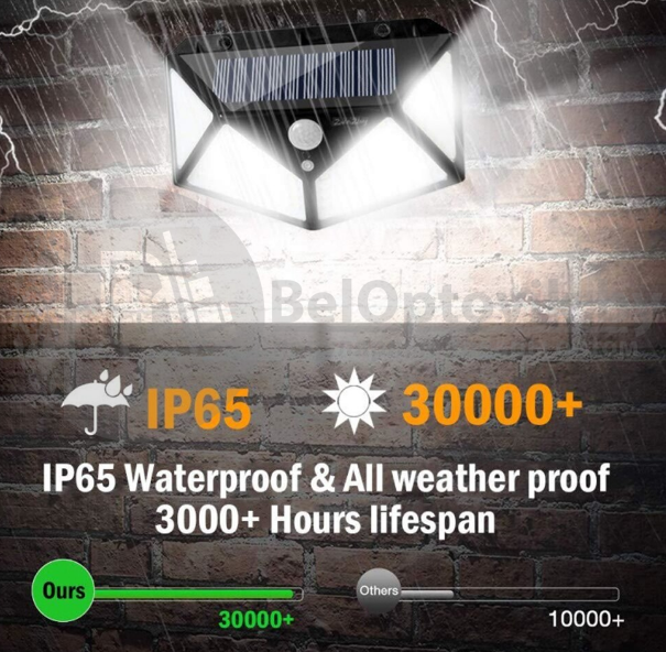 Фонарь с датчиком движения на солнечной батарее 100 LED Solar Interaction Wall Lamp - фото 5 - id-p133998721