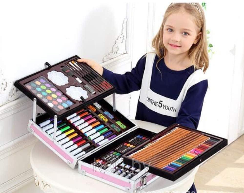 Набор для рисования 145 предметов "Юный художник" в металлическом чемодане, 2 цвета, ART-145 - фото 4 - id-p134007244