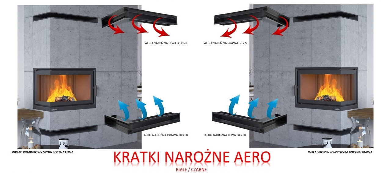 Решетка каминная вентиляционная AERO левая белая - фото 3 - id-p134008425