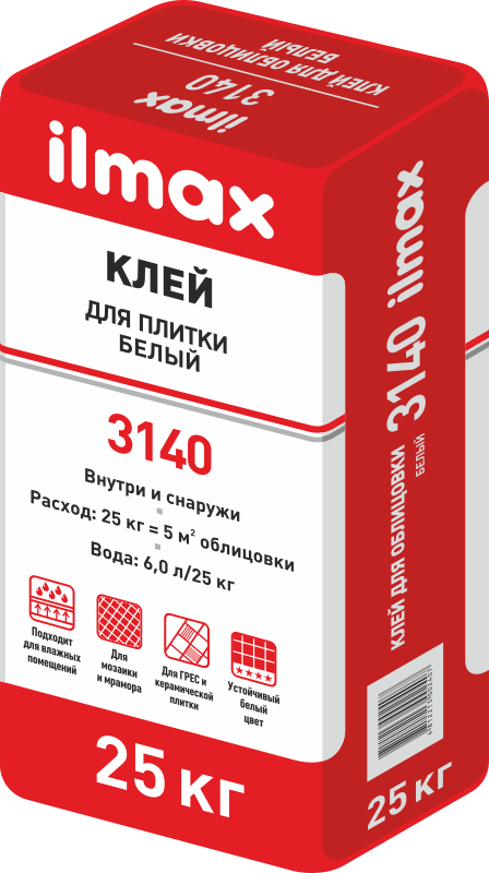 Растворная смесь сухая клеевая облицовочная Ilmax 3140 25 кг, РБ - фото 1 - id-p134008885