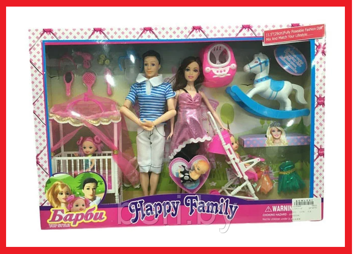 18023 Набор кукол Барби и Кэн "Счастливая семья", 25 предметов