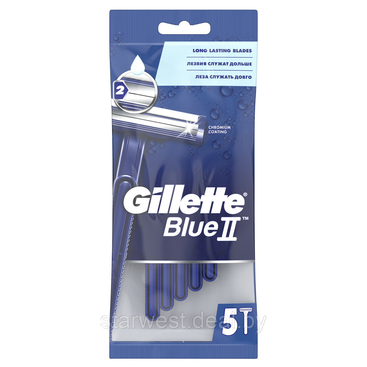 Gillette Blue II 5 шт. Мужские одноразовые бритвы / станки для бритья - фото 1 - id-p134012156