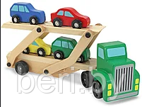 78 Машинка деревянная, автовоз с машинками деревянный, 4 машинки, от 3 лет - фото 2 - id-p134020159