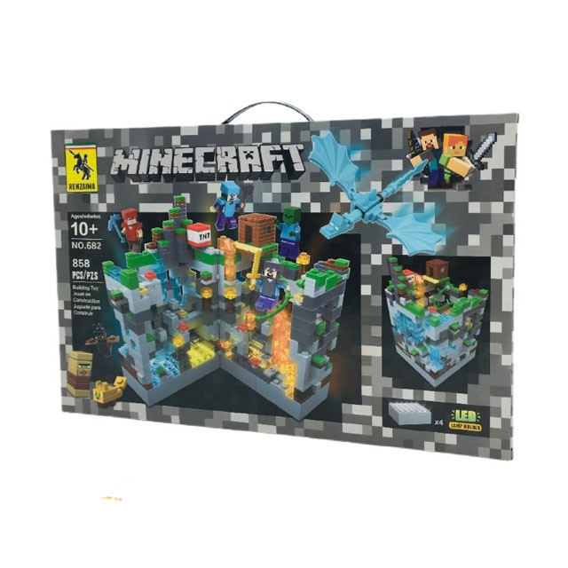 Конструктор Renzaima 682 Minecraft Битва с синим драконом (аналог Lego Minecraft) 858 деталей