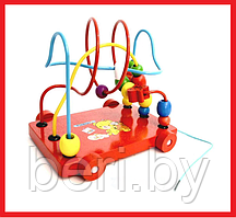 281 Детская развивающая игрушка Лабиринт-каталка "Мишутка" (деревянная)