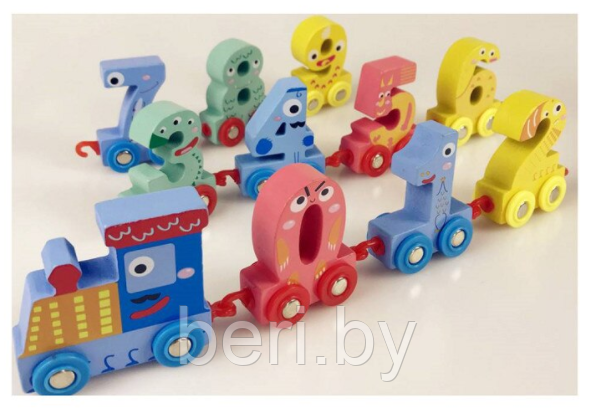 287 Игрушка паровозик деревянный, игрушка, паровозик с цифрами, от 1 года - фото 4 - id-p134036609