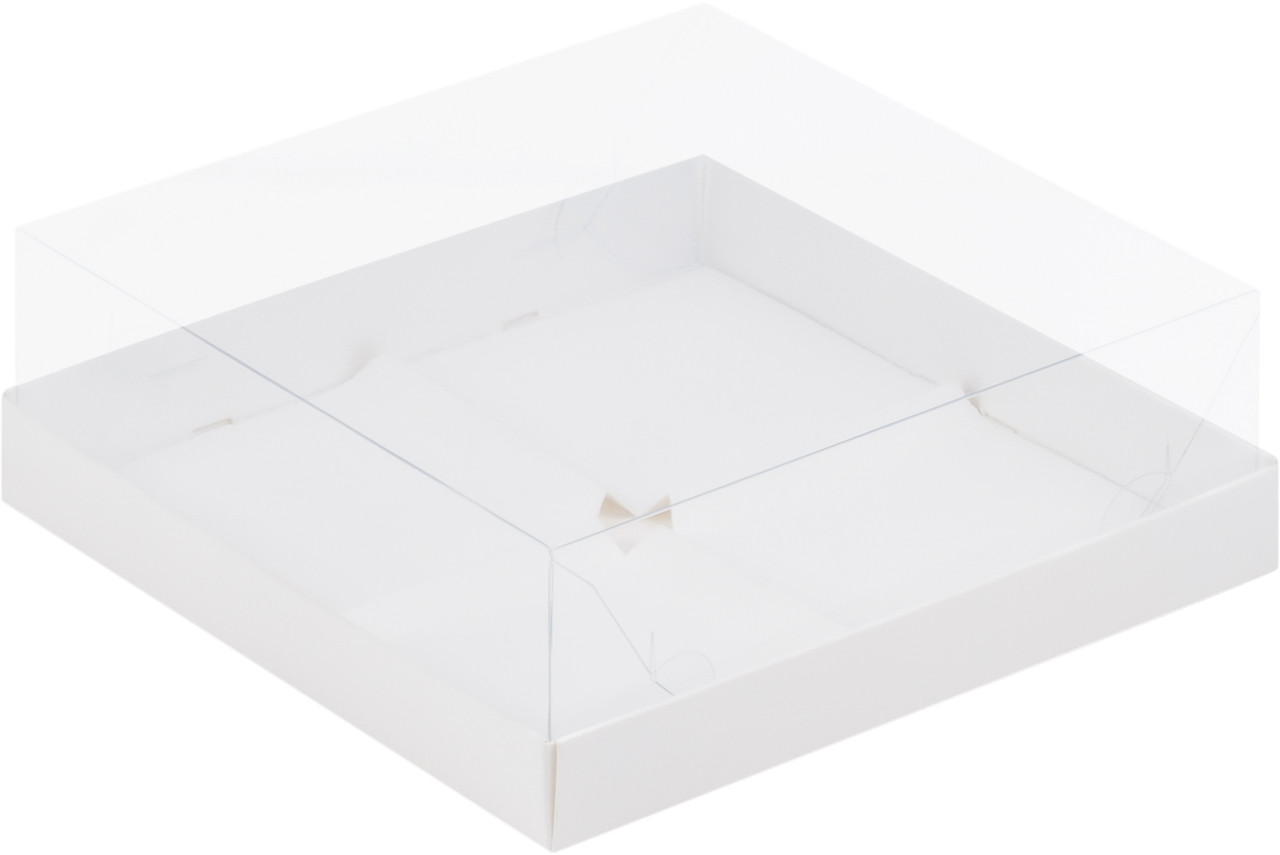 Коробка для 4 муссовых пирожных с пластиковой крышкой Белая, 170х170х h60 мм - фото 2 - id-p134042519