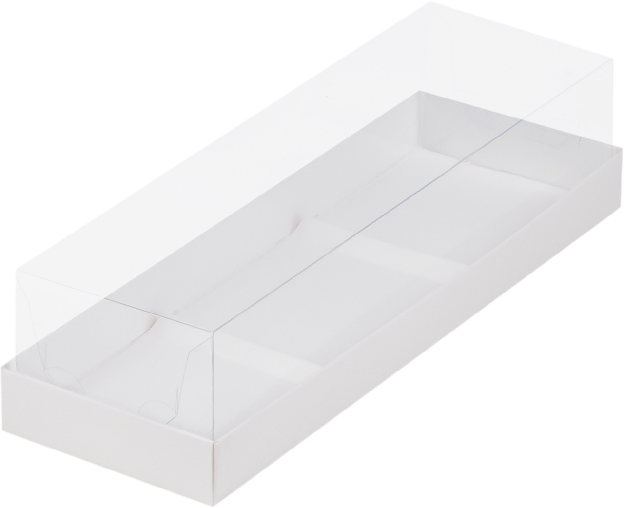 Коробка для 3 муссовых пирожных с пластиковой крышкой Белая, 290х95х h80 мм - фото 3 - id-p134042532