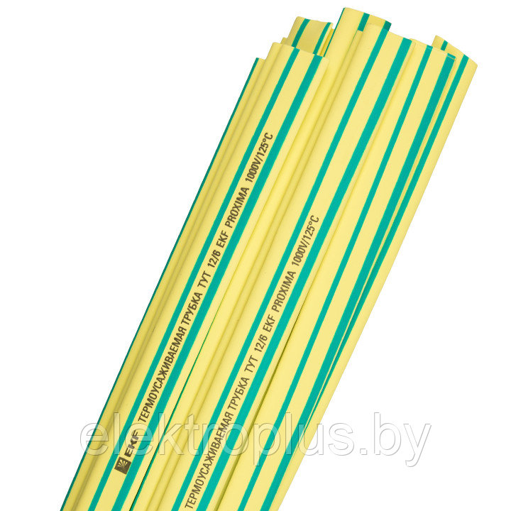 Термоусаживаемая трубка ТУТнг желто-зеленая в отрезках по 1м EKF PROxima - фото 2 - id-p134048356