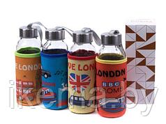 БУТЫЛКА стекло/пластмасса для питья “Лондон” в текстильном чехле 300 мл (арт. 25622948, код 130204)
