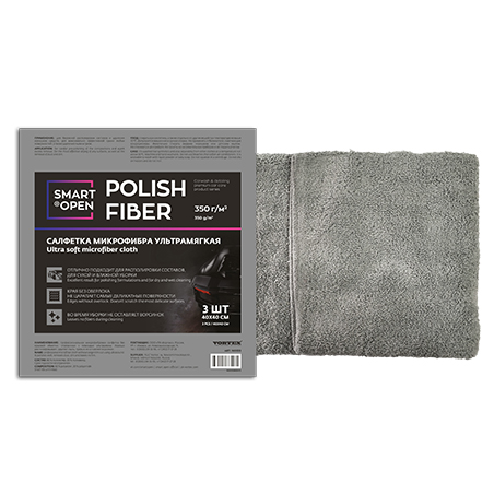 Polish Fiber - Салфетка микрофибра ультрамягкая | SmartOpen | 40х40 (уп. 3шт)