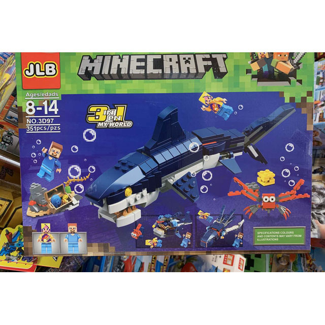 Конструктор JLB 3D97 Minecraft 3в1 Гигантская акула (аналог Lego Minecraft) 351 деталь - фото 4 - id-p134071451