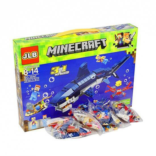 Конструктор JLB 3D97 Minecraft 3в1 Гигантская акула (аналог Lego Minecraft) 351 деталь - фото 3 - id-p134071451