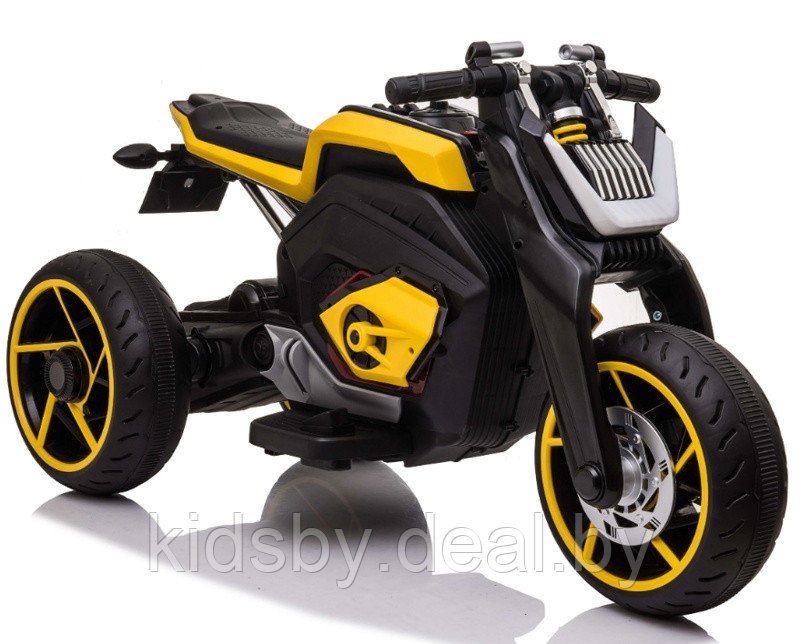 Детский электромобиль, мотоцикл RiverToys X222XX (желтый)