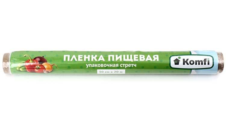 Пленка-стрейч пищевая Komfi 300 мм*20 м, 6 мкм, ролик с бумажной этикеткой - фото 2 - id-p134093815