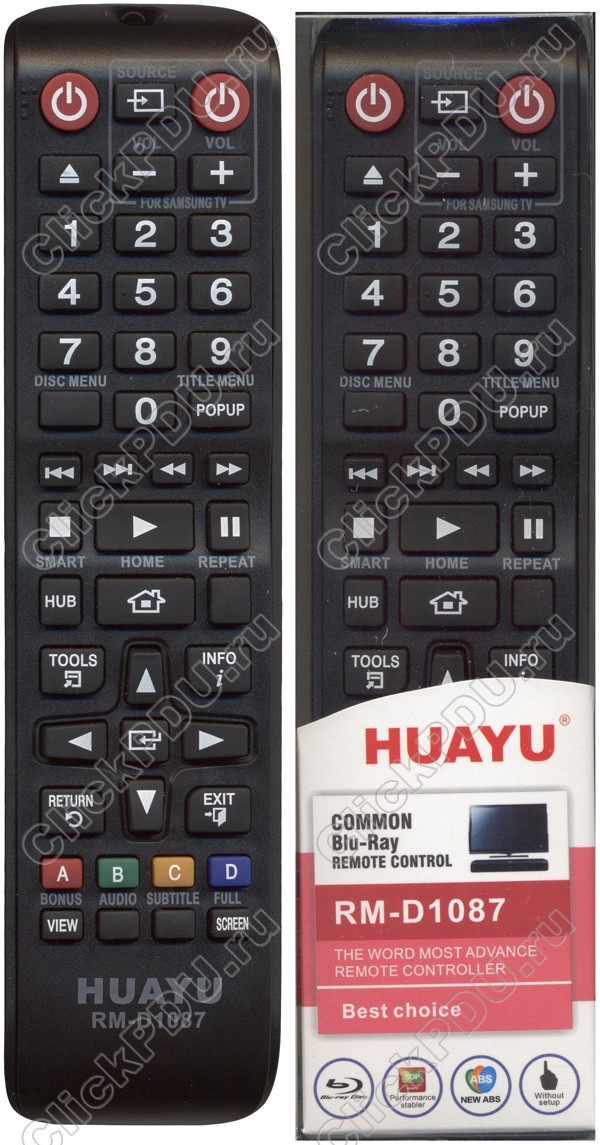 Пульт телевизионный Huayu для Samsung RM-D1087 для DVD + BD + AUX
