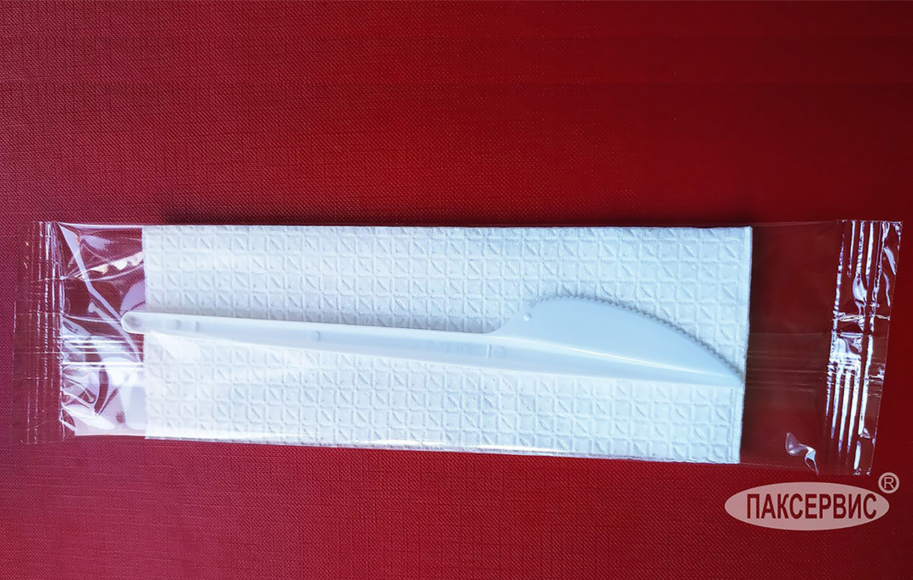 Нож столовый одноразовый, 165мм, белый, в индивидуальной упаковке