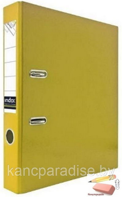 Папка-регистратор Index 50 мм., PVC, ламинированная, неоновая желтая