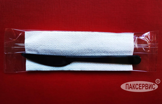 Нож столовый одноразовый "Премиум", 180мм, черный, в индивидуальной упаковке, фото 2