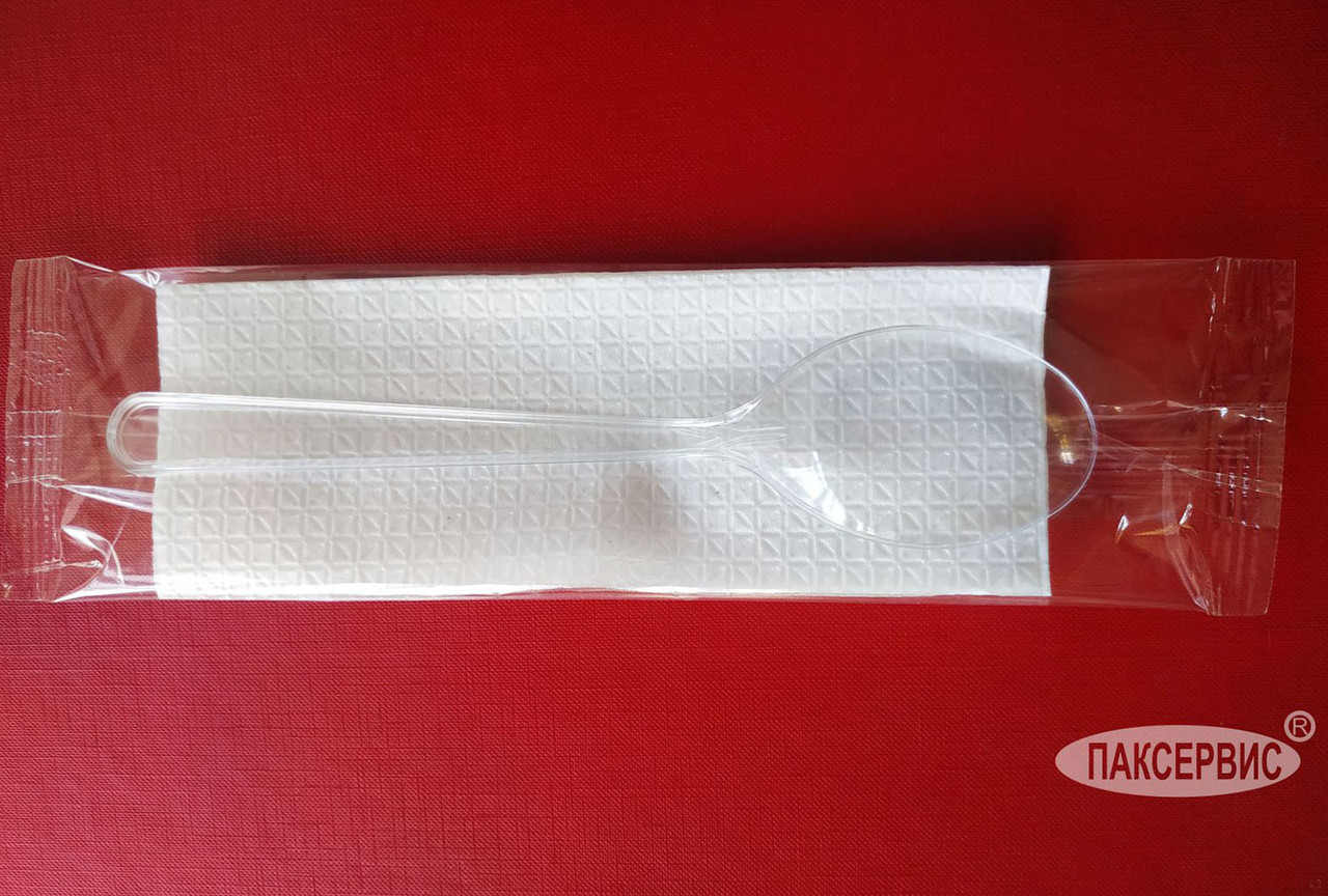 Ложка столовая одноразовая "Премиум", 180мм, прозрачная, в индивидуальной упаковке