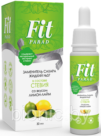 Заменитель сахара "ФитПарад" жидкий №37 со вкусом лимон-лайм, флакон, 30 мл 1/12, фото 2