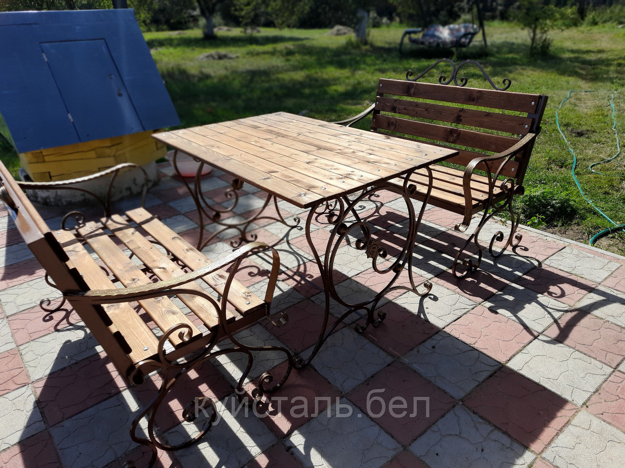 Кованая скамейка и стол. Садовый набор кованой мебели. - фото 9 - id-p134181832