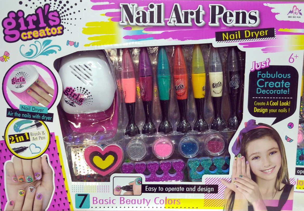 Детский маникюрный набор косметика Nail Art Pens с лампой для ногтей MBK-329 - фото 1 - id-p134198079