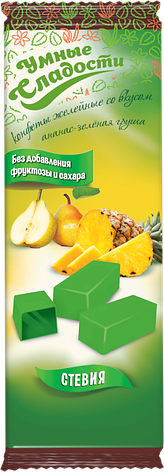 Конфеты желейные "Умные сладости" со вкусом Ананас-зеленая груша, 90гр 1/20, фото 2