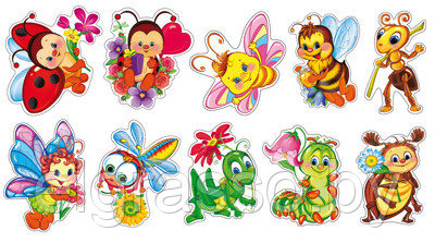 Комплект мини- плакатов на скотче «Веселые насекомые» 10 шт. ТЦ СФЕРА - фото 1 - id-p134214466