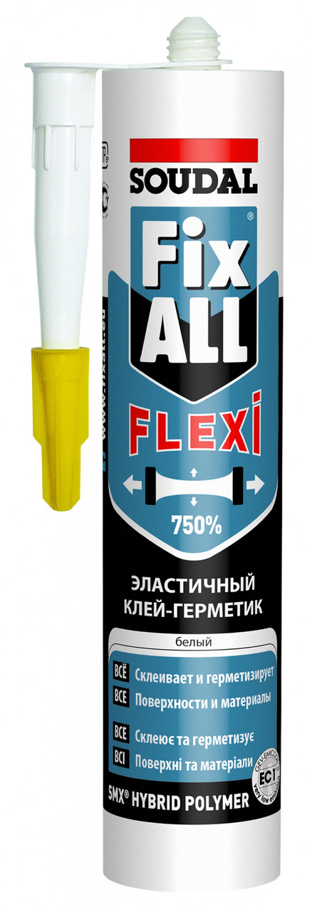 Клей-герметик гибридный SOUDAL Fix All Flexi белый 290 мл - фото 1 - id-p134221196