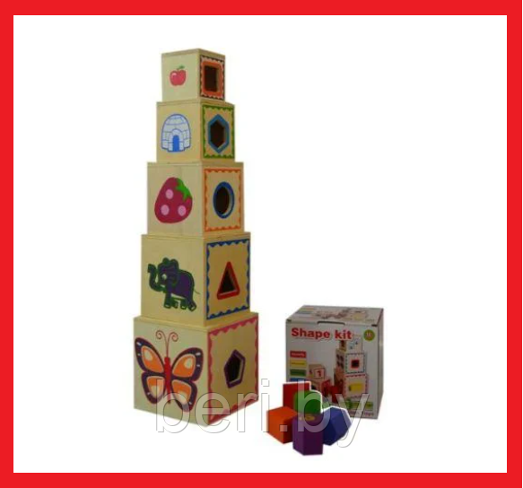 111 Деревянная пирамидка, детская игрушка "Кубики" Wooden Toys - фото 1 - id-p134212239