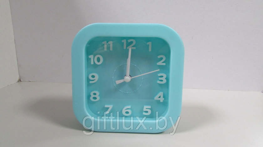 6604 Часы-будильник декоративные квадратные,12*4*12см голубой, фото 2