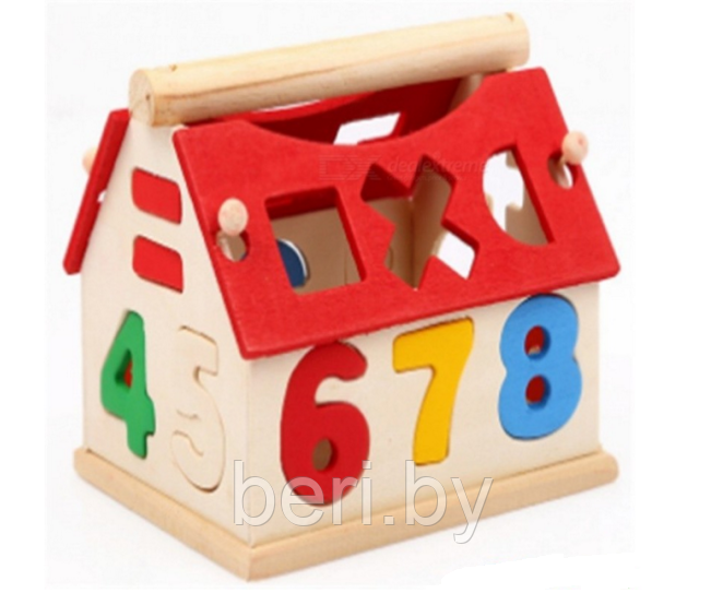 1424-14 Сортер деревянный, развивающий "Домик", игрушка развивающая - фото 2 - id-p134260756