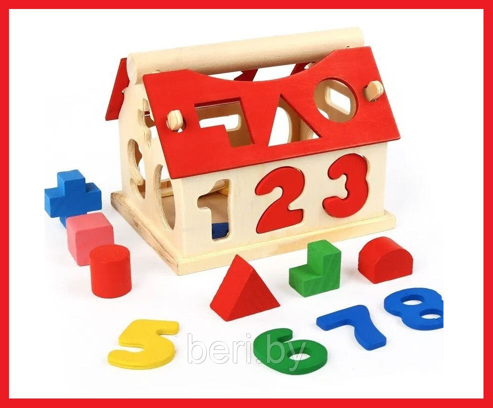 1424-14 Сортер деревянный, развивающий "Домик", игрушка развивающая - фото 1 - id-p134260756