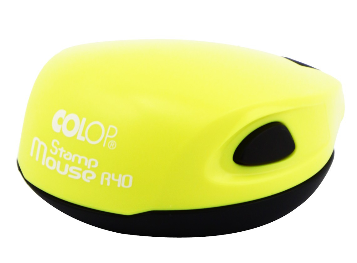 Полуавтоматическая оснастка Colop Stamp Mouse R40 для клише печати &#248;40 мм, корпус неон желтый - фото 3 - id-p134299502