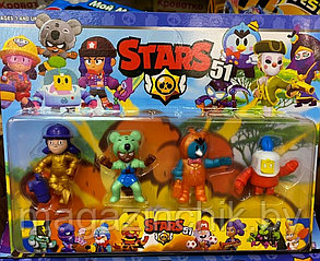 Игрушки Brawl Stars 4 героя (Джеки, Нита, Митсер П, Спраут)  Бравл Старс набор 200793-2
