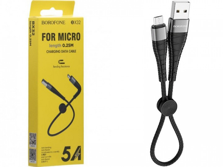 Кабель USB for Micro Borofone BX32 charging data cable 0,25m черный