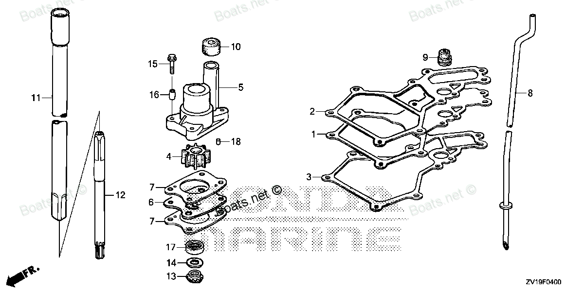 Корпус водяного насоса Honda BF4/5, 5, 8, 19220-ZV1-A00 - фото 2 - id-p6728447