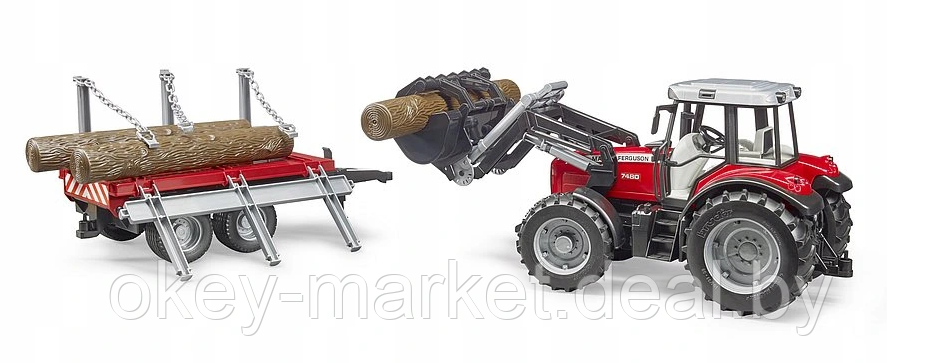 Игрушка Трактор Bruder Massey Ferguson c манипулятором и прицепом 02046 - фото 5 - id-p134332128