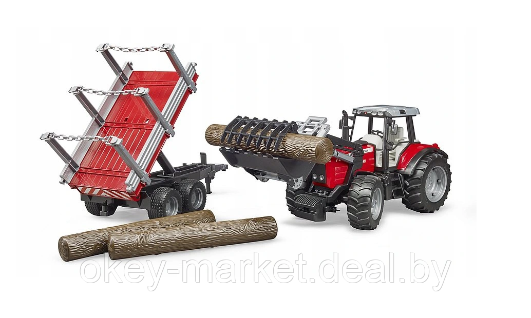 Игрушка Трактор Bruder Massey Ferguson c манипулятором и прицепом 02046 - фото 6 - id-p134332128