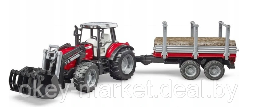 Игрушка Трактор Bruder Massey Ferguson c манипулятором и прицепом 02046 - фото 7 - id-p134332128