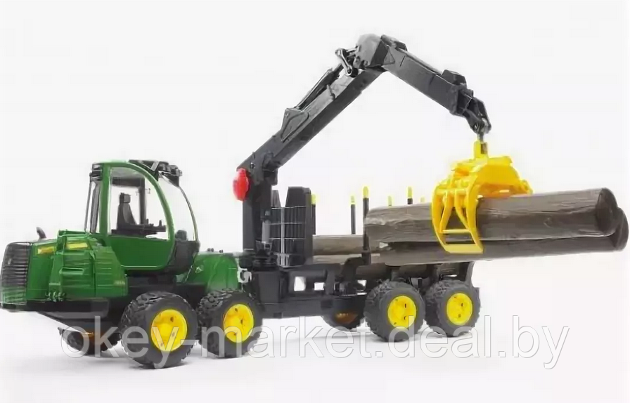 Игрушка Bruder Трактор John Deere 1210E с прицепом с манипулятором и брёвнами - фото 3 - id-p134333617