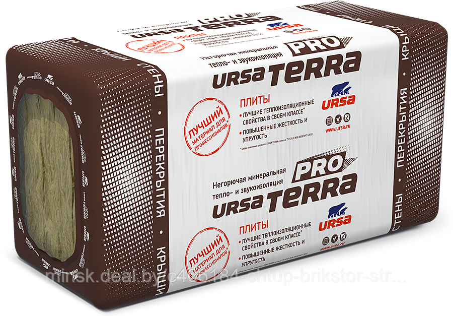 Плита теплоизоляционная из стекловолокна URSA TERRA 34-PN PRO 1250х610х50 20-21 кг/м3 0,381 м3