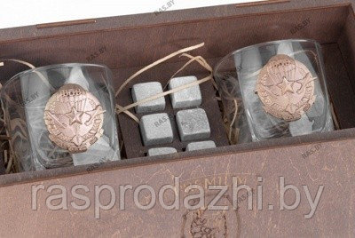 Подарочный набор ВДВ с бронзовыми гербами и камнями для напитков - фото 1 - id-p134337325