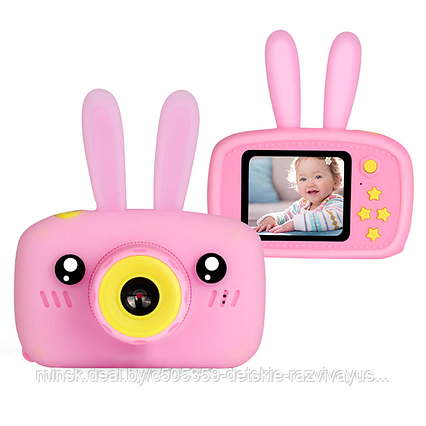 Детский фотоаппарат "Зайка" Розовый с розовым чехольчиком