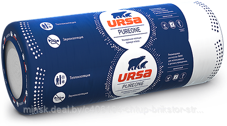 Мат теплоизоляционный из стекловолокна URSA PureOne 37 RN 1200х10000х50 15 кг/м3 2 шт, фото 2