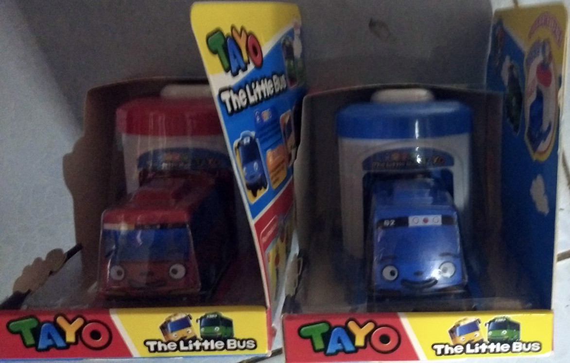 Игровой набор автобусы Тайо tayo с гаражом и красный 2 шт - фото 2 - id-p134531912